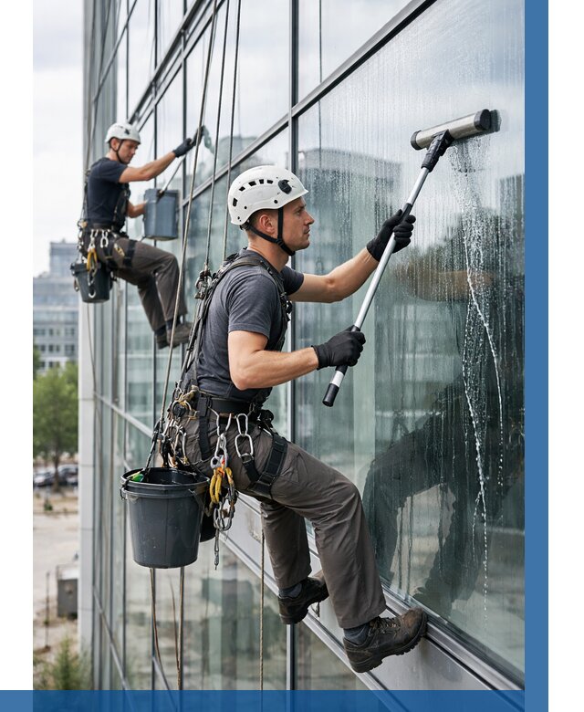 Мойка витражей альпинистами в Кизилюрте от 723 р. под ключ|ВЫСОТНИК-Кзт