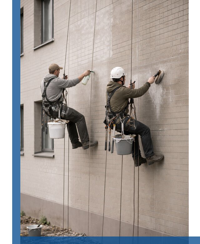 Удаление высолов с фасада зданий в Кизилюрте без повреждений и следов