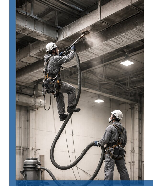 Обеспыливание потолочных конструкций в Кизилюрте промышленным альпинизмом