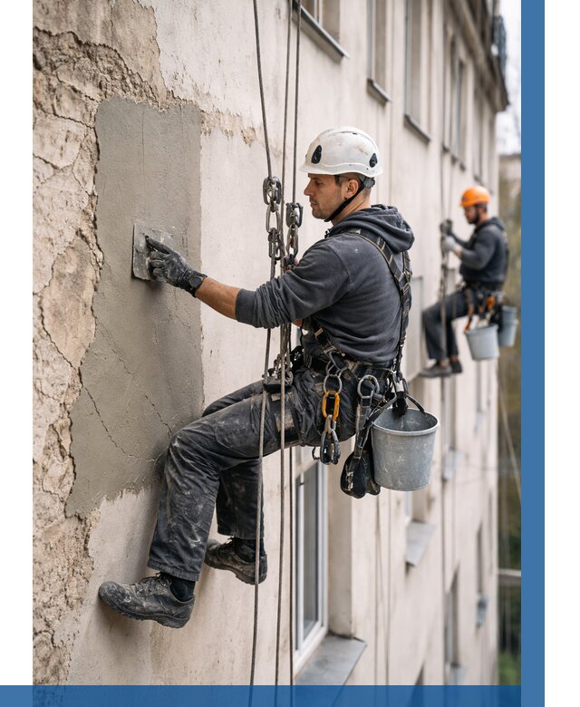 Восстановление штукатурки фасада в Кизилюрте от 1239 р. | ВЫСОТНИК-Кзт