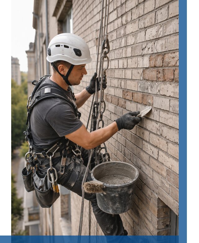 Ремонт кирпичной кладки фасада в Кизилюрте от 1859 р. | ВЫСОТНИК-Кзт