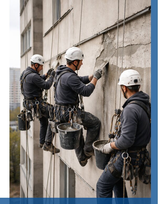 Ремонт бетонных элементов фасада в Кизилюрте от 2582 р. | ВЫСОТНИК-Кзт