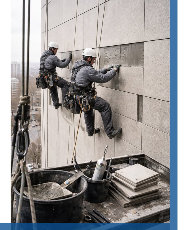 Ремонт фасада из керамогранита в Кизилюрте от 2582 р. | ВЫСОТНИК-Кзт