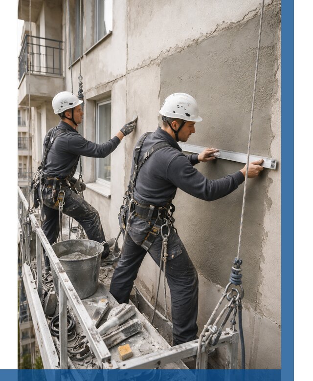 Штукатурка фасада на высоте в Кизилюрте от 929 р. | ВЫСОТНИК-Кзт