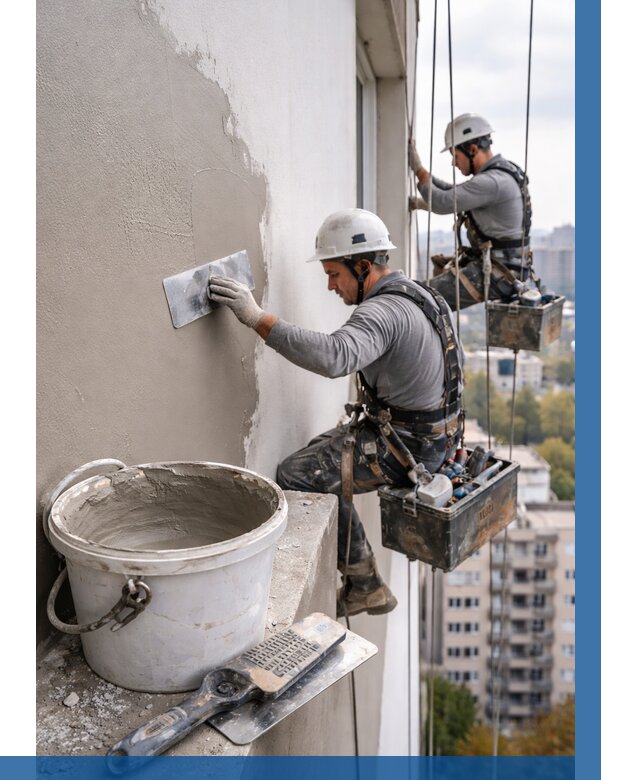 Шпаклевка фасада на высоте в Кизилюрте от 723 р. | ВЫСОТНИК-Кзт