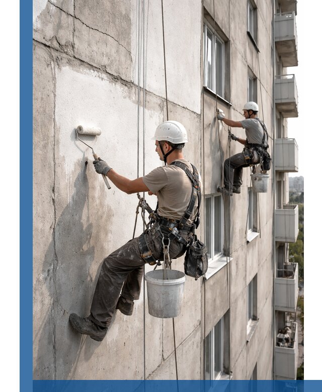 Покраска бетонного фасада в Кизилюрте для жилых и промышленных объектов