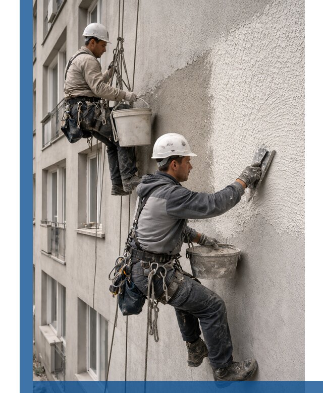 Нанесение декоративной штукатурки короед на фасад в Кизилюрте