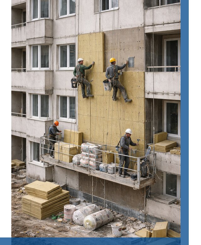 Утепление фасада минватой в Кизилюрте от 1549 р. | ВЫСОТНИК-Кзт