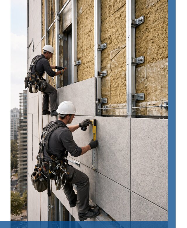 Монтаж вентилируемого фасада в Кизилюрте от 3614 р. | ВЫСОТНИК-Кзт