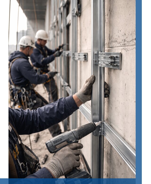 Монтаж подсистемы вентфасада в Кизилюрте от 878 р. | ВЫСОТНИК-Кзт