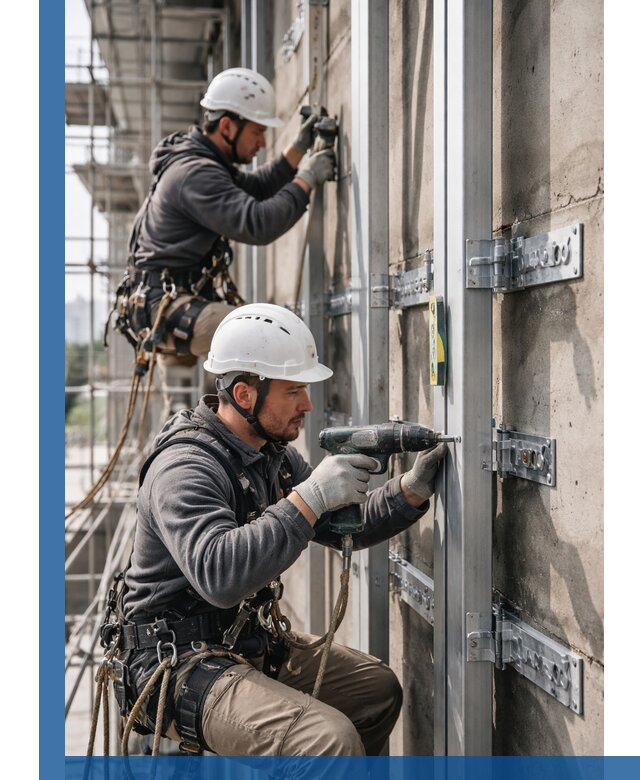 Монтаж и крепление подсистемы вентфасада в Кизилюрте