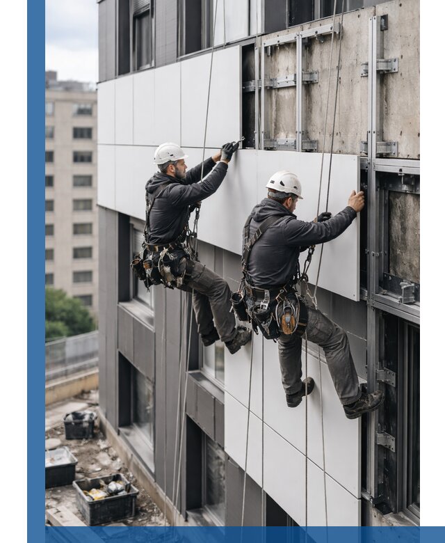 Монтаж композитных панелей фасада в Кизилюрте под ключ