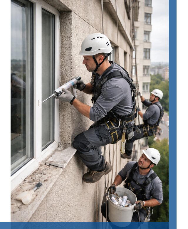 Герметизация оконных швов снаружи в Кизилюрте от 1549 р. | ВЫСОТНИК-Кзт