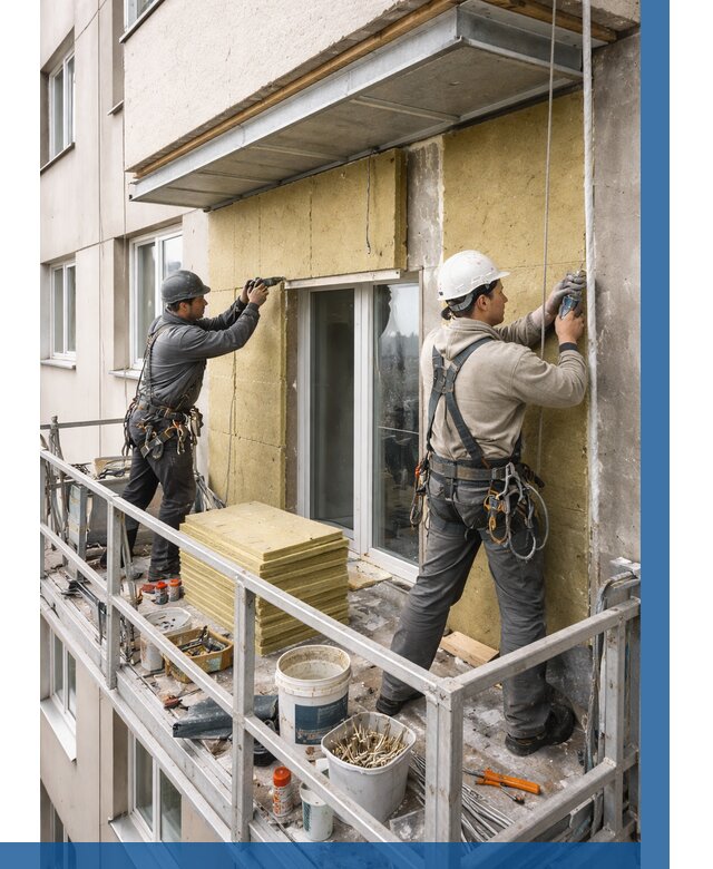 Утепление балкона снаружи в Кизилюрте от 1652 р. под ключ ВЫСОТНИК-Кзт