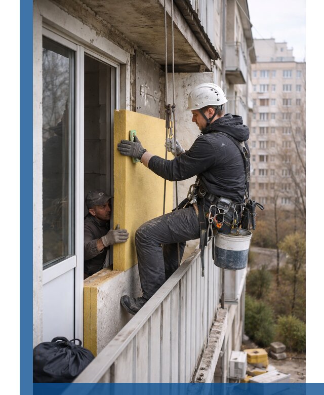 Профессиональное утепление балкона снаружи в Кизилюрте под ключ