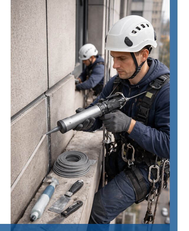 Герметизация деформационных швов фасада в Кизилюрте от 723 | ВЫСОТНИК-Кзт