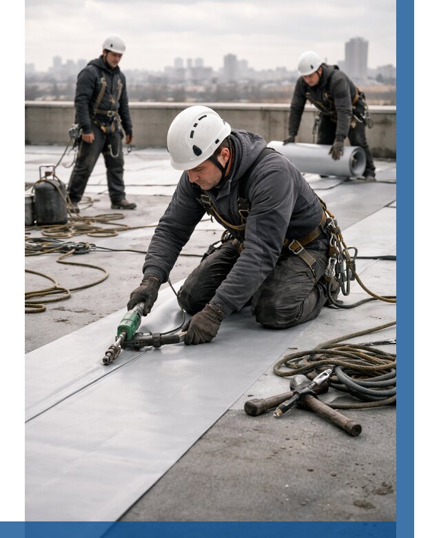 Ремонт мембранной кровли в Кизилюрте от 1859 р./м2 | ВЫСОТНИК-Кзт