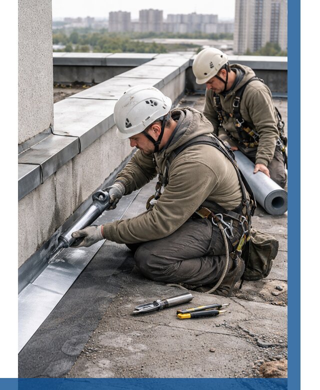 Ремонт кровельных примыканий в Кизилюрте от 1239 р. | ВЫСОТНИК-Кзт