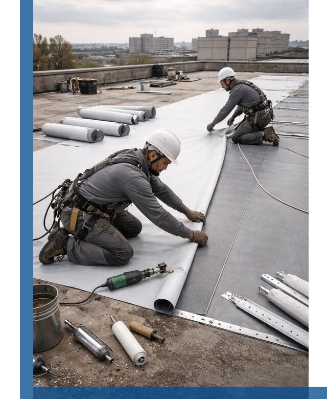 Монтаж мембранной кровли в Кизилюрте для промышленных зданий