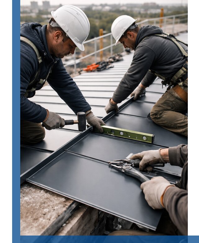 Монтаж фальцевой кровли в Кизилюрте для промышленных зданий