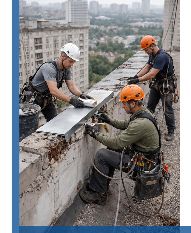 Ремонт парапета на кровле в Кизилюрте, высотные работы с гарантией