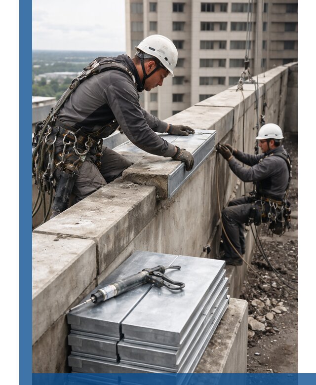 Замена парапетных крышек и установка новых в Кизилюрте