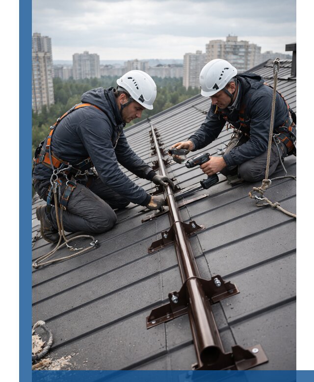 Монтаж снегозадержателей на кровле зданий в Кизилюрте под ключ