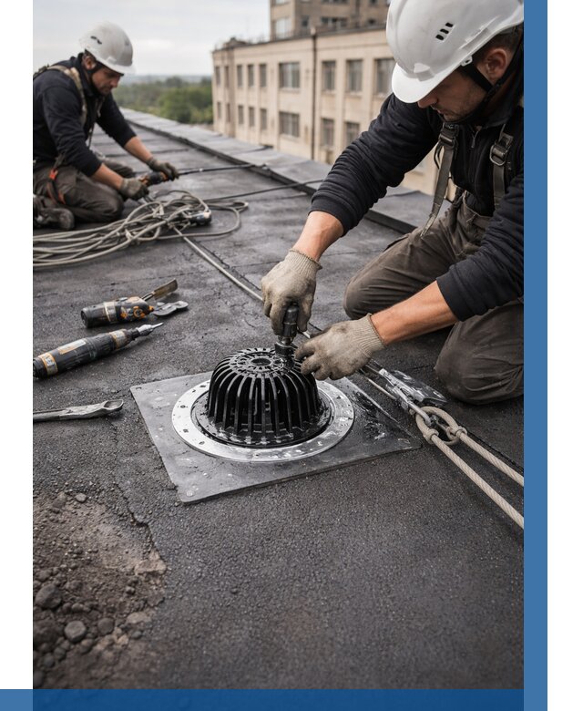 Установка водосточных воронок в Кизилюрте цена от 3614 р. | ВЫСОТНИК-Кзт