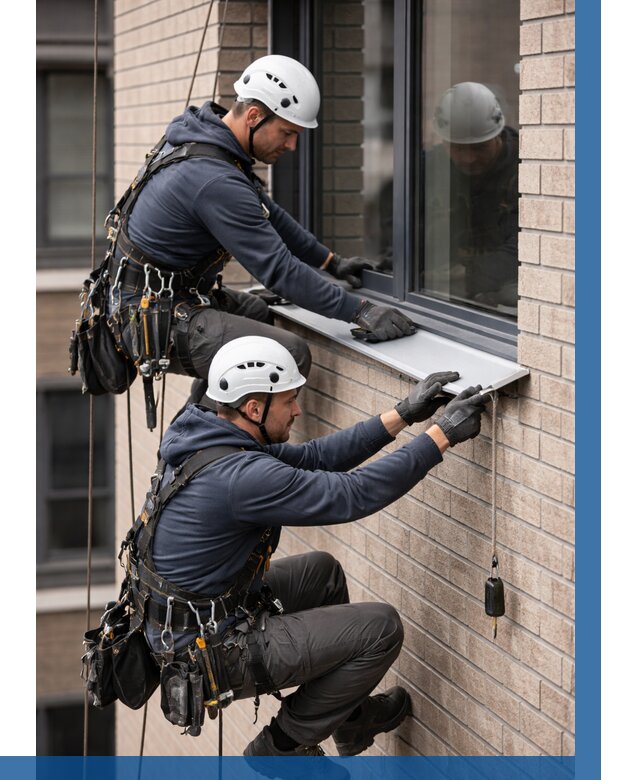 Монтаж оконных отливов под ключ в Кизилюрте от 3614 р. | ВЫСОТНИК-Кзт