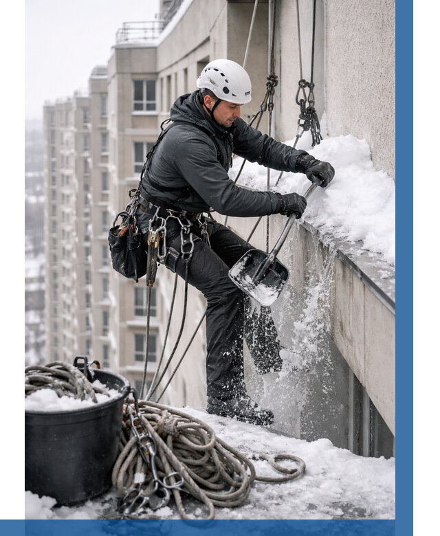 Очистка карнизов от снега в Кизилюрте от 310 р. | ВЫСОТНИК-Кзт