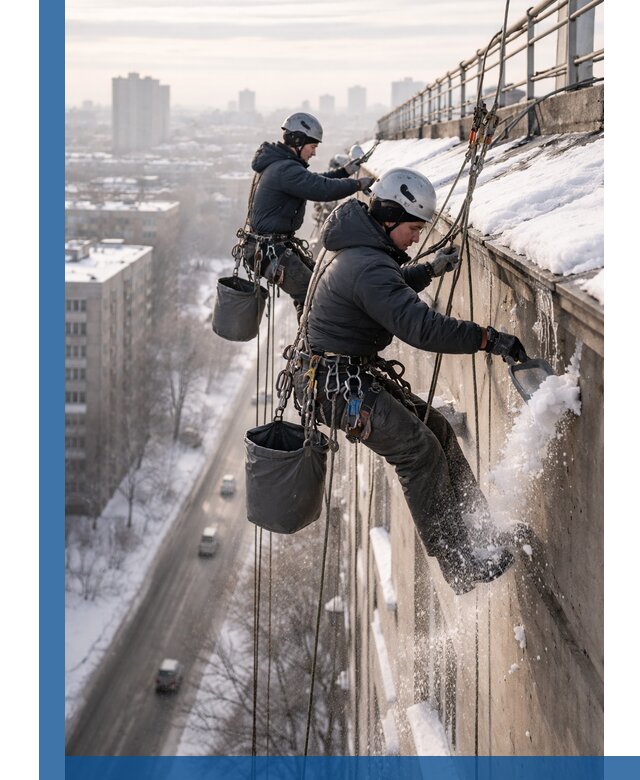 Очистка карнизов от снега в Кизилюрте профессионально и безопасно