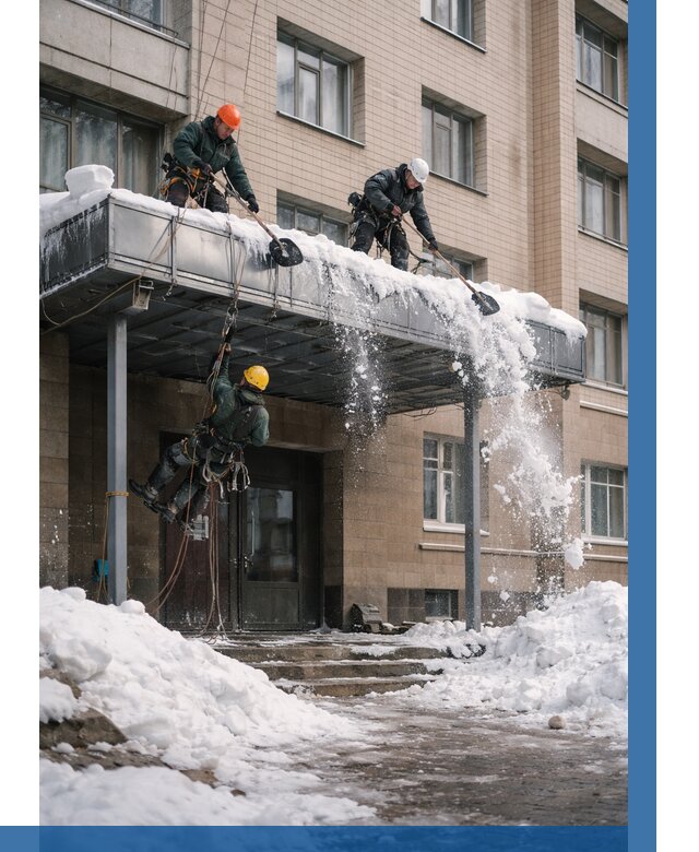 Очистка козырьков от снега в Кизилюрте от 3614 р. | ВЫСОТНИК-Кзт