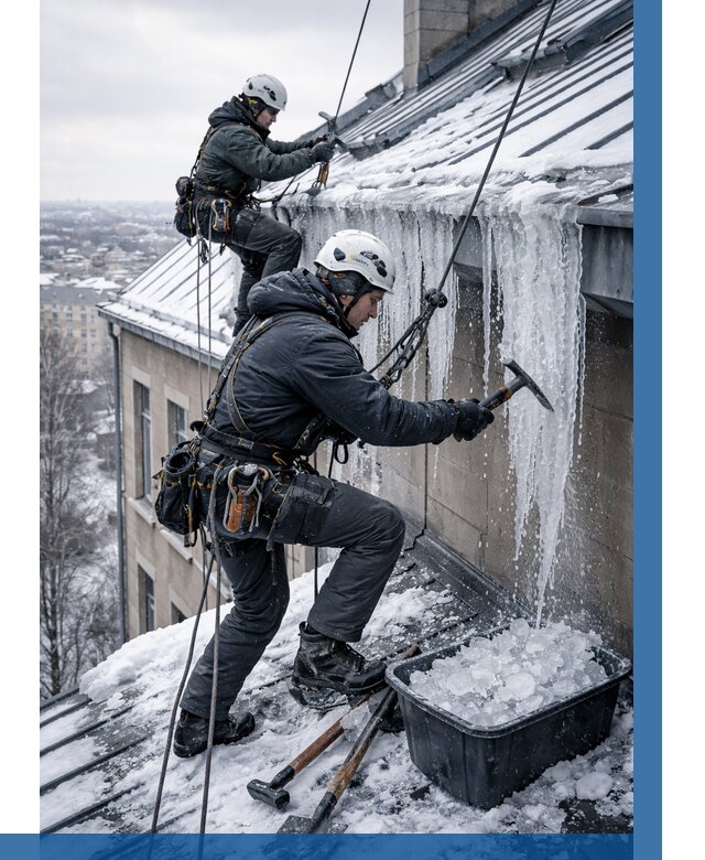 Удаление наледи с кровли в Кизилюрте от 5679 р. | ВЫСОТНИК-Кзт