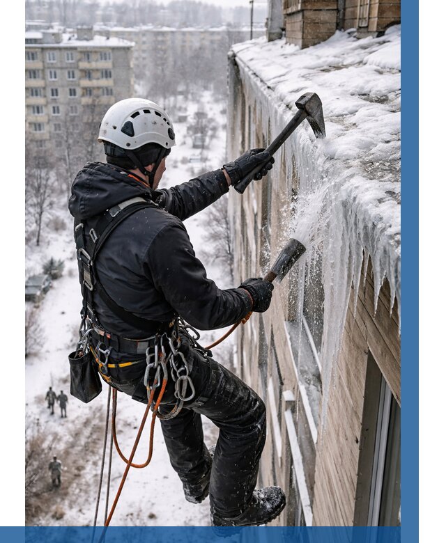 Сбивание сосулек с крыши в Кизилюрте по цене от 4647 р. | ВЫСОТНИК-Кзт