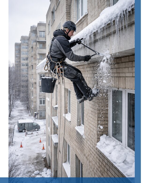 Удаление наледи с карнизов в Кизилюрте от 361 р. | ВЫСОТНИК-Кзт