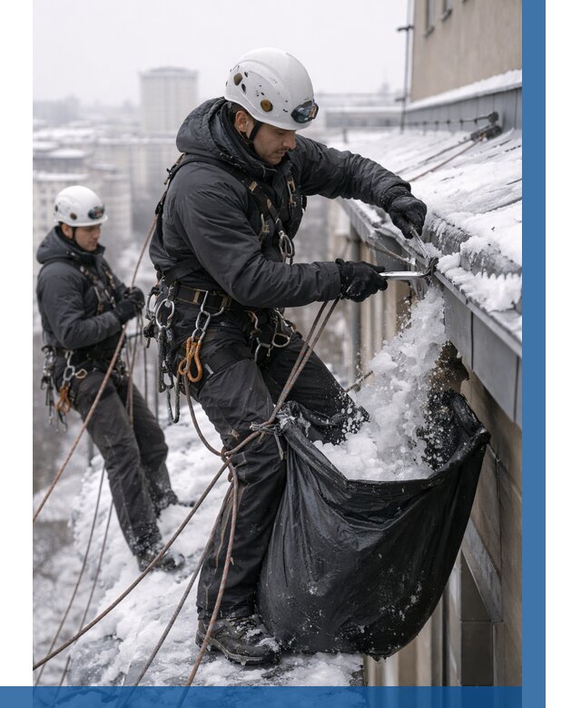 Аварийная очистка крыши в Кизилюрте под ключ от 310 р. | ВЫСОТНИК-Кзт