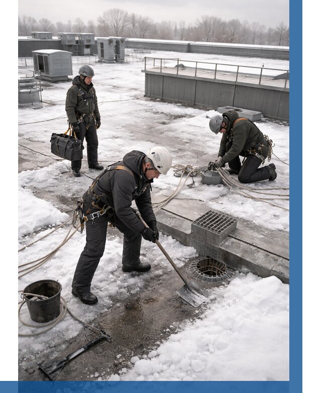 Абонентское обслуживание кровли зимой в Кизилюрте от 8261 р. | ВЫСОТНИК-Кзт