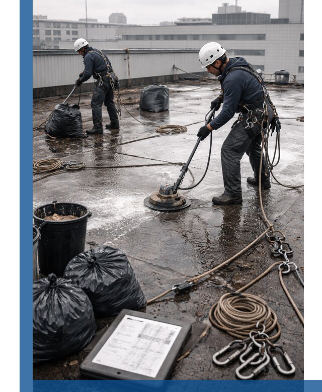 Плановая очистка кровли по графику в Кизилюрте для безопасности