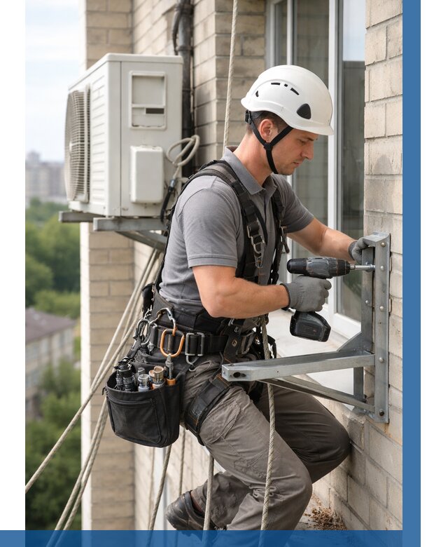 Установка кронштейнов кондиционера в Кизилюрте от 3614 р. | ВЫСОТНИК-Кзт