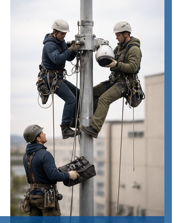 Установка видеокамер на мачте в Кизилюрте от 8777 р. | ВЫСОТНИК-Кзт