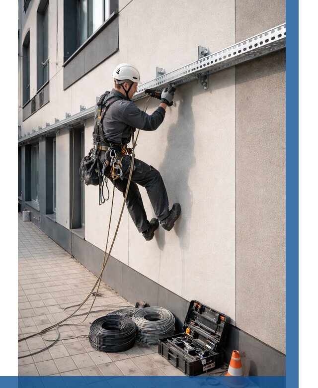 Монтаж кабельных лотков на фасаде в Кизилюрте от 1239 р. | ВЫСОТНИК-Кзт