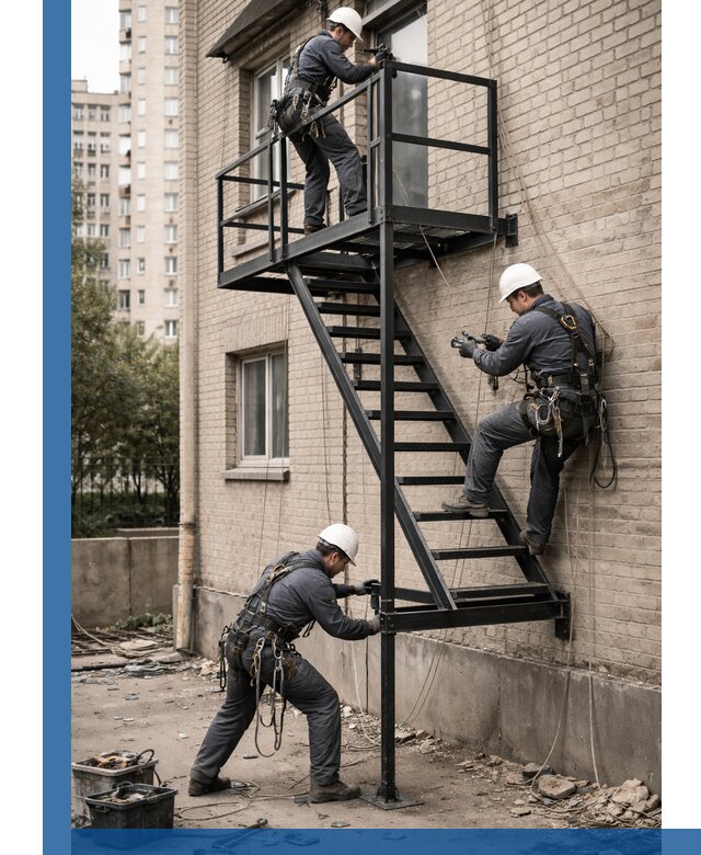 Монтаж пожарной лестницы в Кизилюрте, установка и крепление