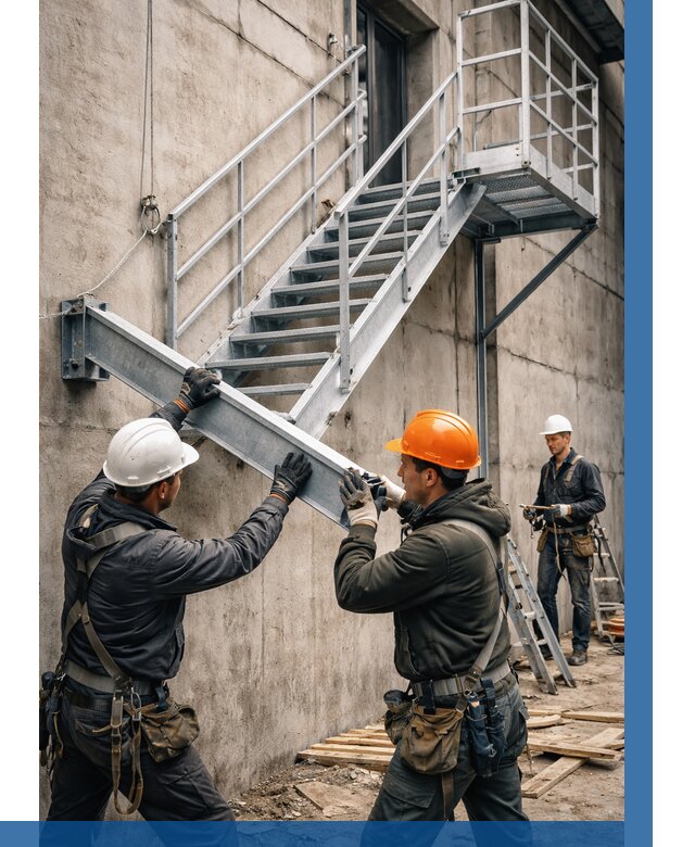 Монтаж металлических лестниц в Кизилюрте от 15489 р. | ВЫСОТНИК-Кзт