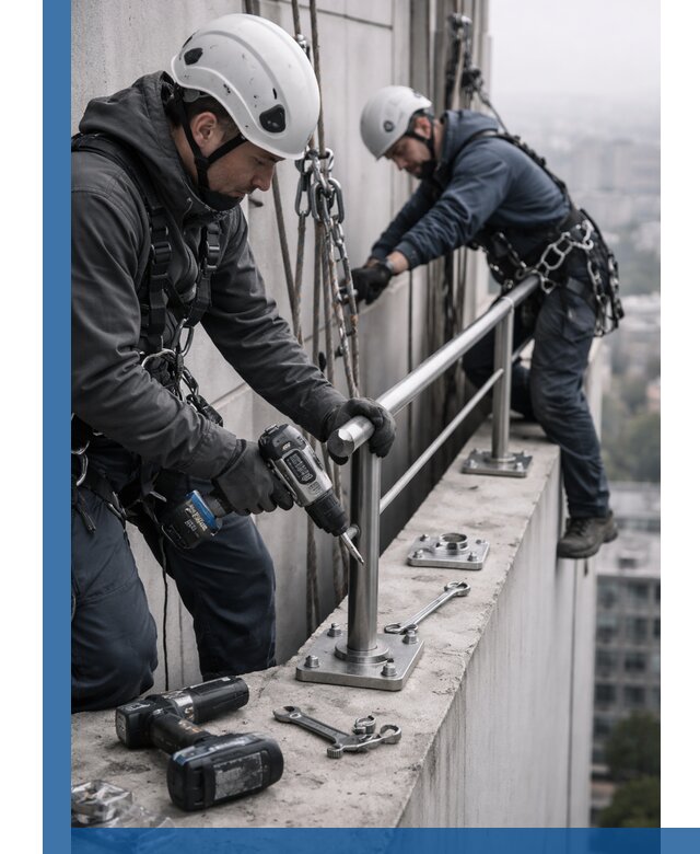 Монтаж перил на высоте в Кизилюрте для жилых и промобъектов