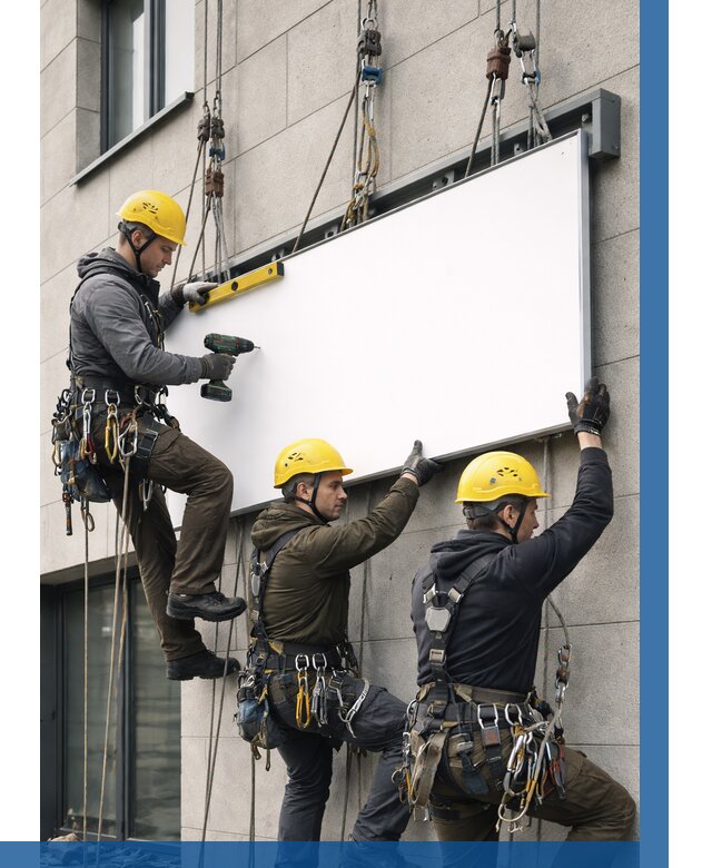 Монтаж рекламной вывески в Кизилюрте от 8261 р. | ВЫСОТНИК-Кзт