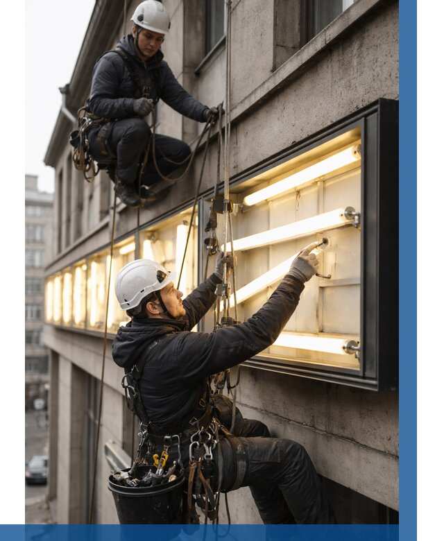 Замена ламп в вывеске в Кизилюрте под ключ от 3614 р. | ВЫСОТНИК-Кзт