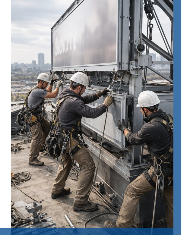 Монтаж крышной рекламной конструкции в Кизилюрте от 61956 р.|ВЫСОТНИК-Кзт