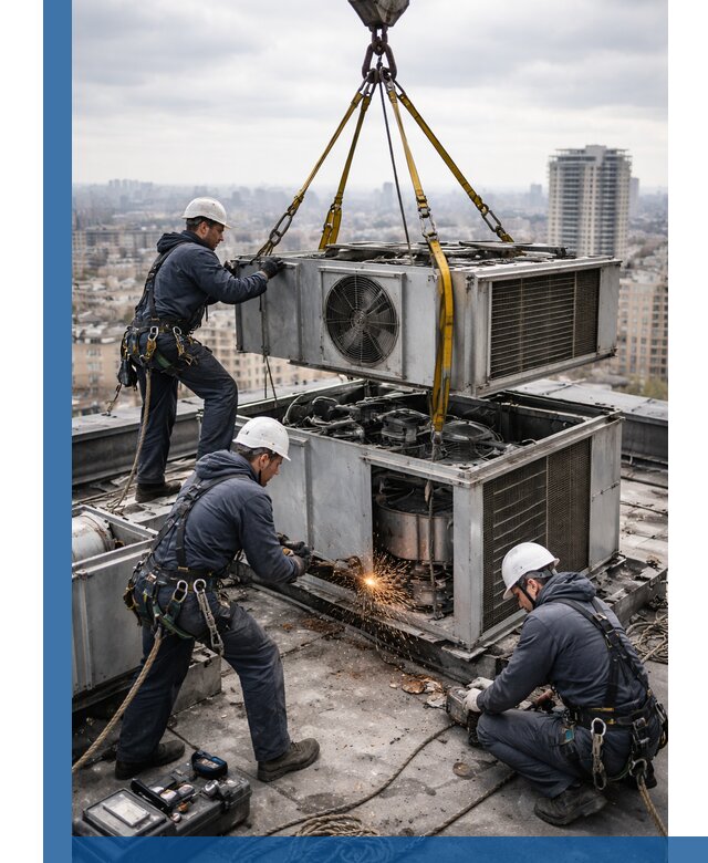 Демонтаж крышной установки в Кизилюрте любой сложности