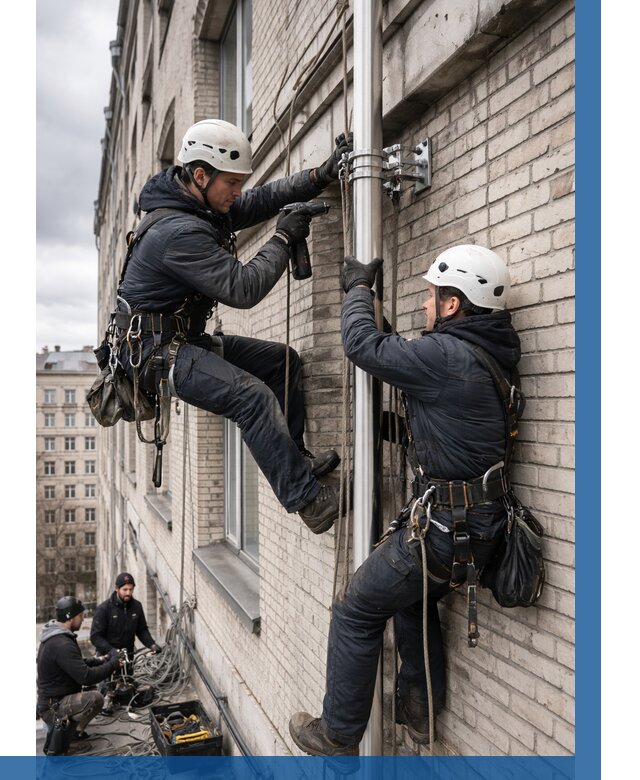 Монтаж флагштока на здании в Кизилюрте от 6712 р. | ВЫСОТНИК-Кзт