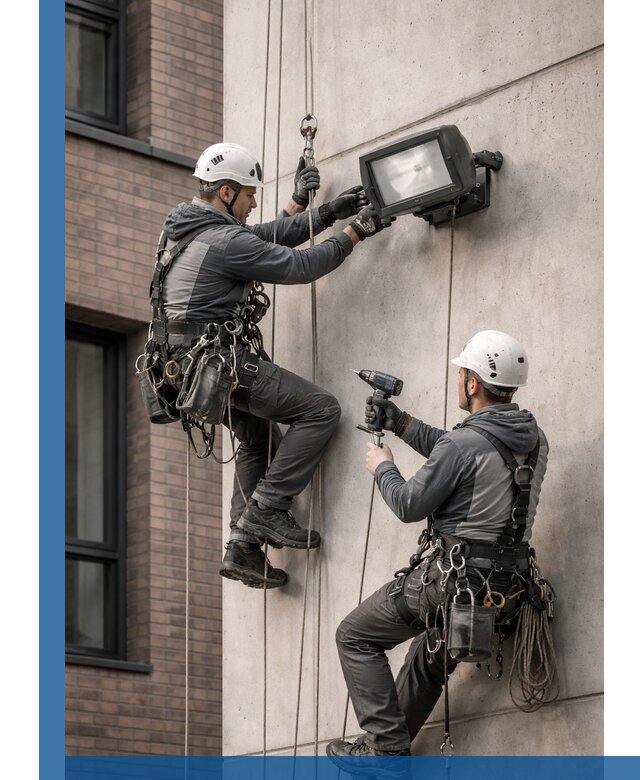 Профессиональный монтаж фасадных прожекторов в Кизилюрте под ключ